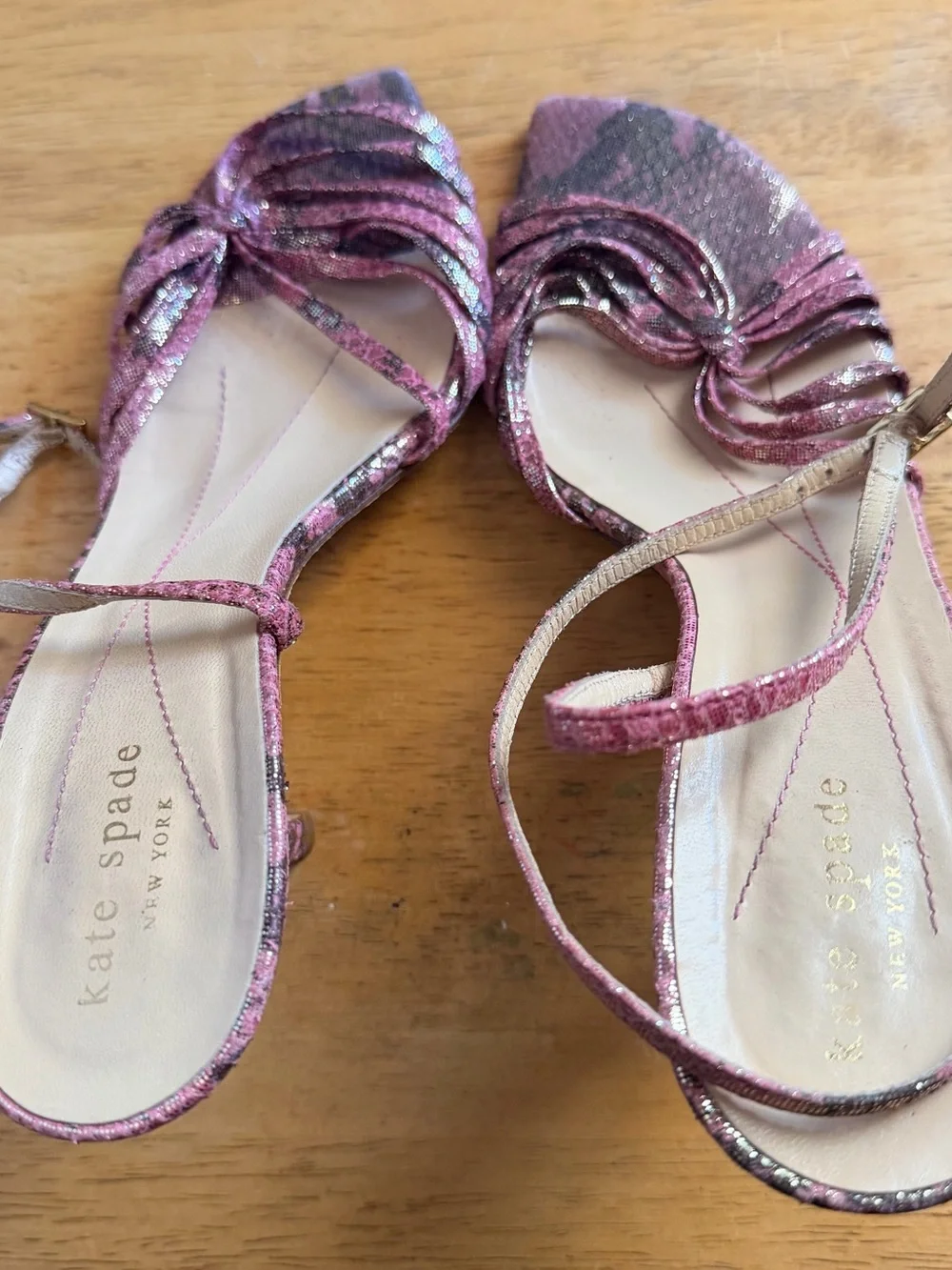 kate spade Metallic Pink Strappy Slingback Heels